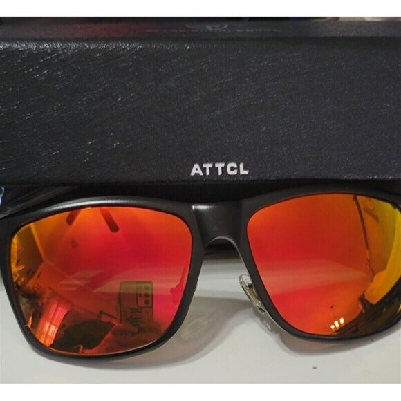 NWT Attcl Driving Ultra Light Square Thick Frame Sunglasses Red Black 115212 - Picture 2 of 5